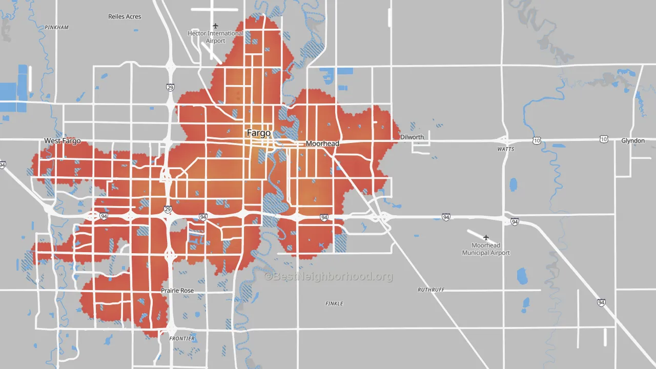 Transit Grade map of Moorhead, MN
