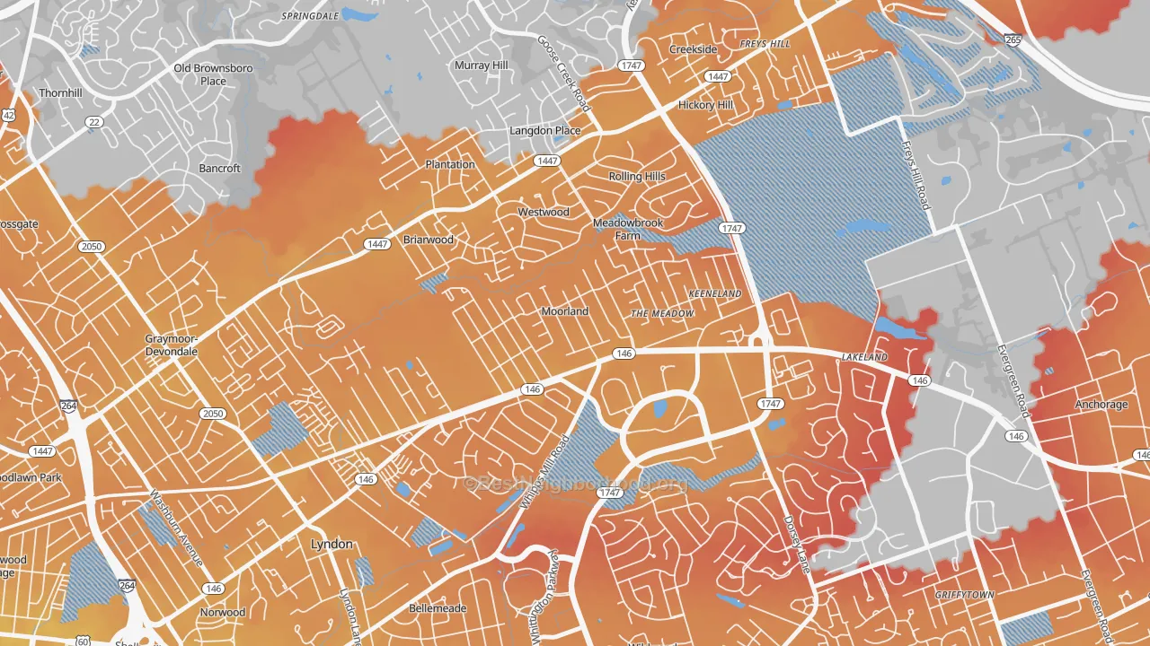 Transit Grade map of Moorland, KY