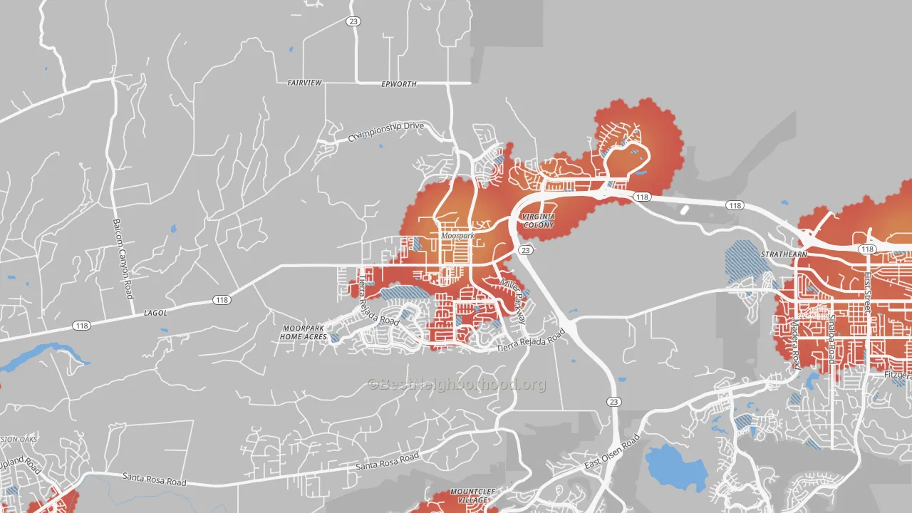 Transit Grade map of Moorpark, CA