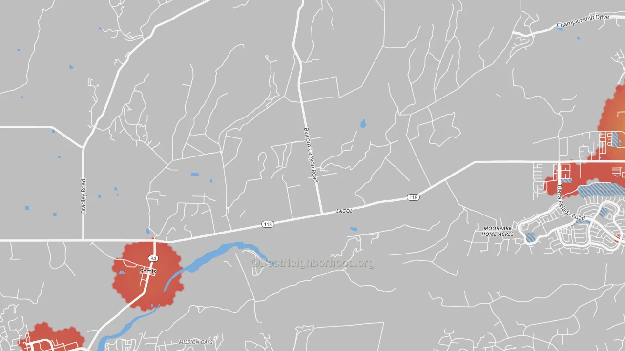 Transit Grade map of Moorpark Home Acres, CA