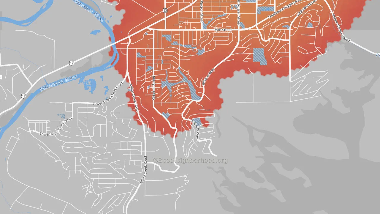 Transit Grade map of Moose Can Gully, Missoula, MT