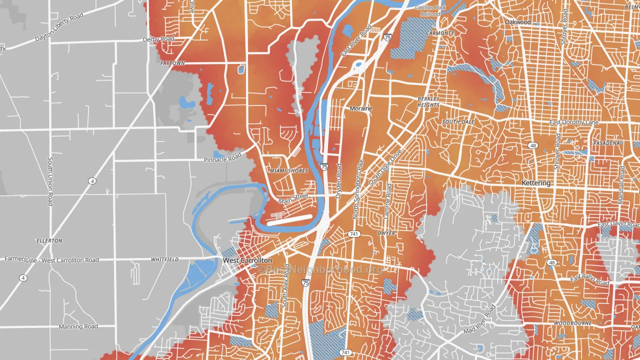 Transit Grade map of Moraine, OH
