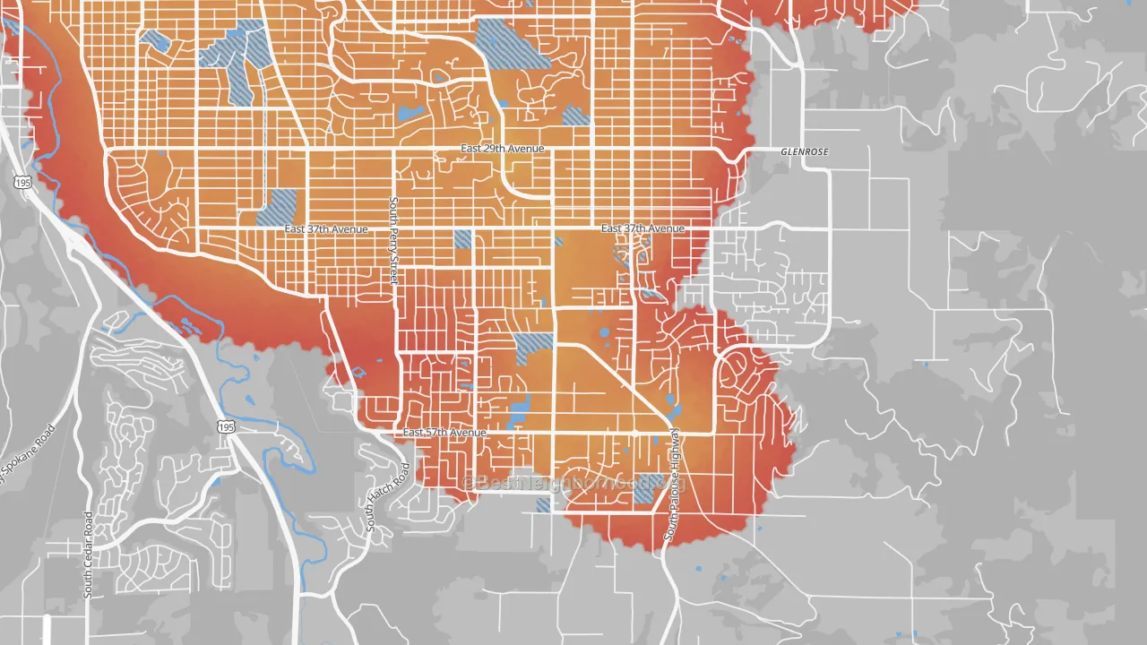 Transit Grade map of Moran Prairie, Spokane, WA