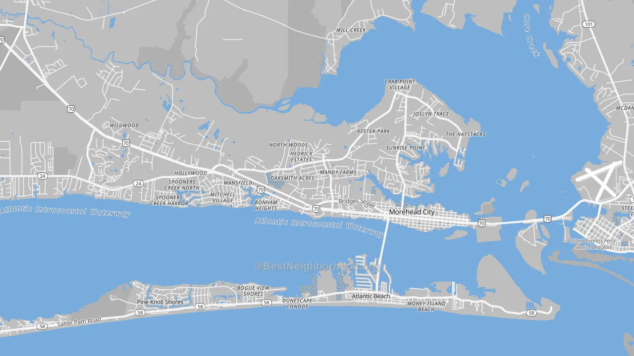 Transit Grade map of Morehead City, NC