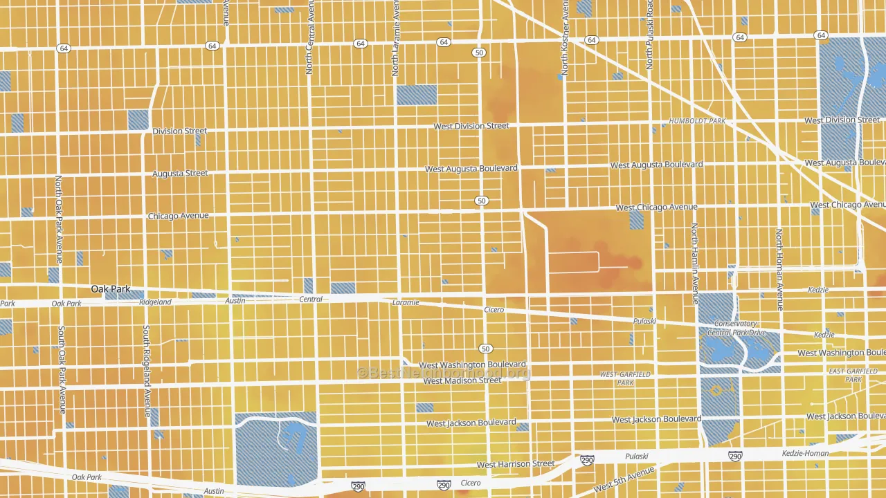 Transit Grade map of Moreland, Chicago, IL