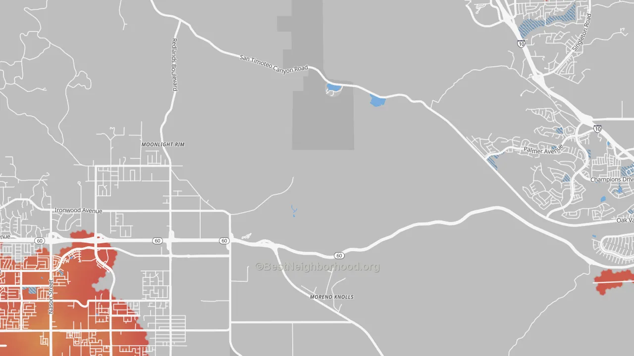 Transit Grade map of Moreno, CA