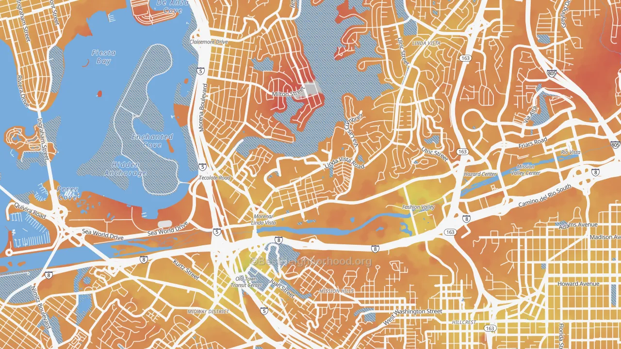 Transit Grade map of Moreno Mission, San Diego, CA