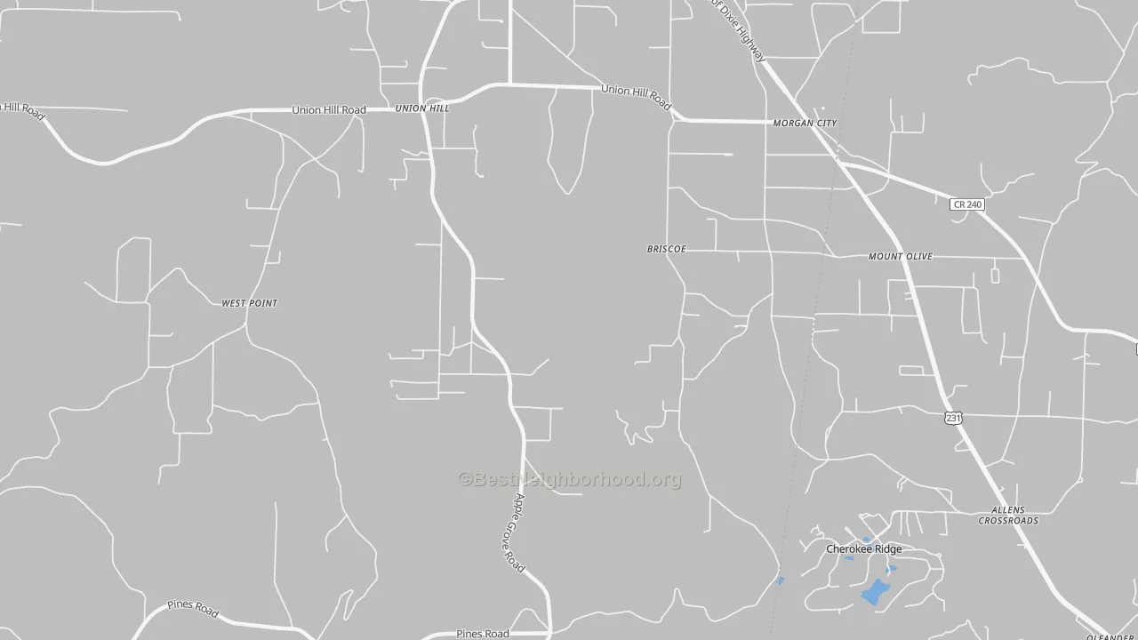 Transit Grade map of Morgan City, AL