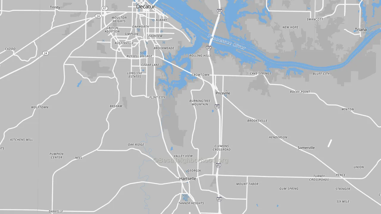 Transit Grade map of Morgan County, AL