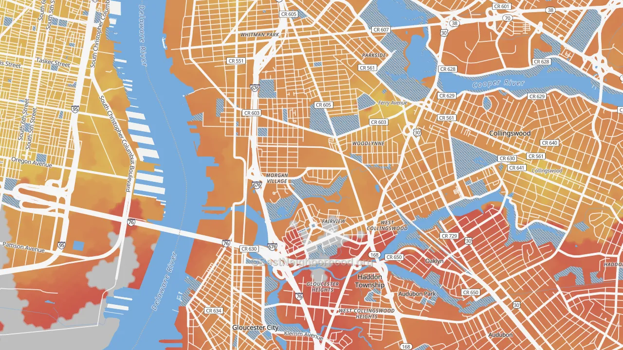 Transit Grade map of Morgan Village, Camden, NJ