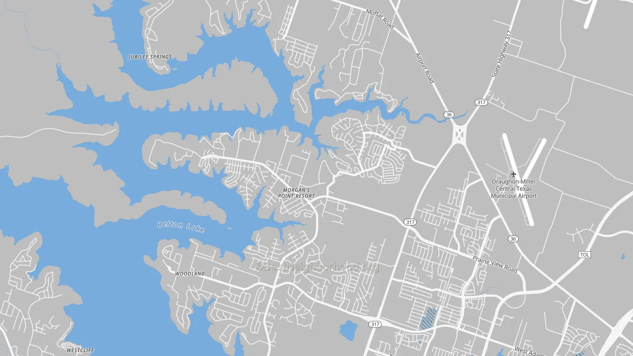 Transit Grade map of Morgans Point Resort, TX
