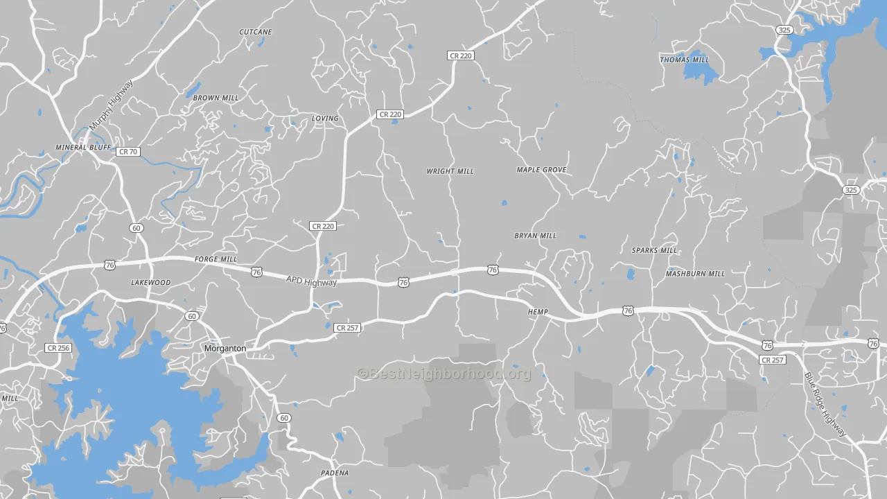 Transit Grade map of Morganton, GA