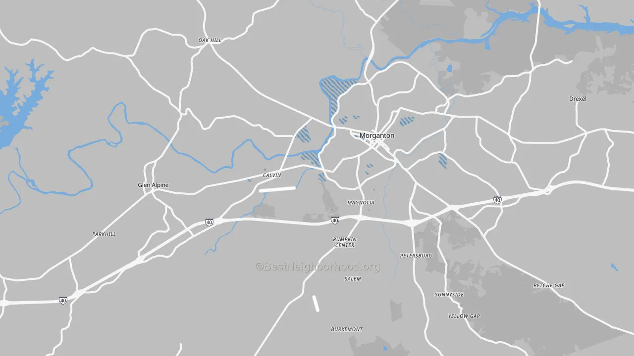 Transit Grade map of Morganton, NC