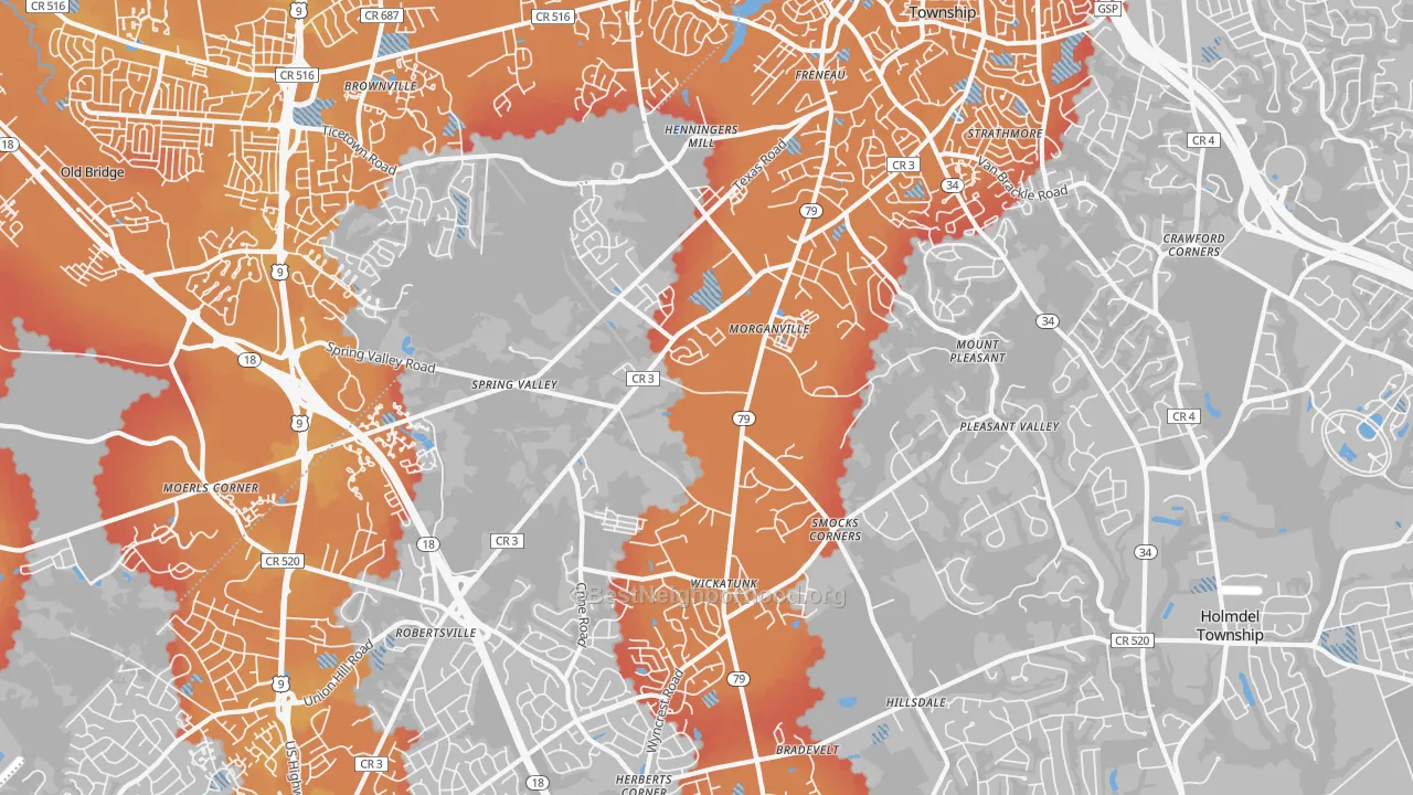 Transit Grade map of Morganville, NJ