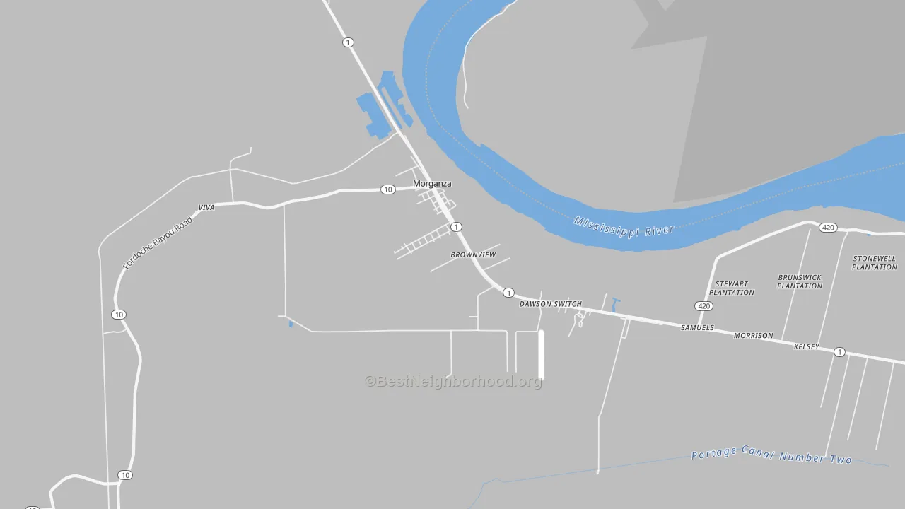 Transit Grade map of Morganza, LA