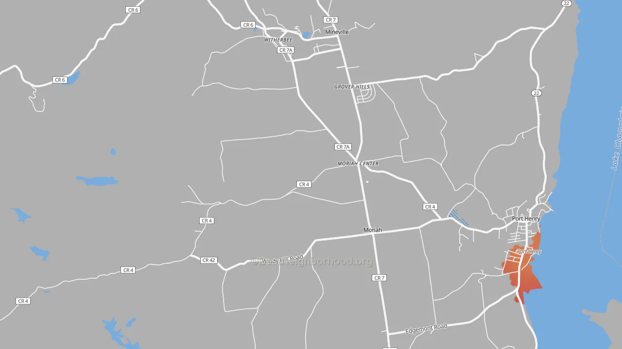 Transit Grade map of Moriah Center, NY