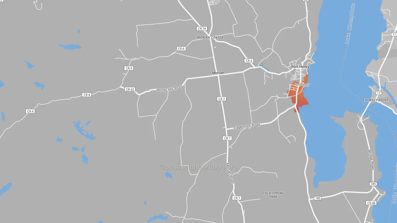 Transit Grade map of Moriah, NY