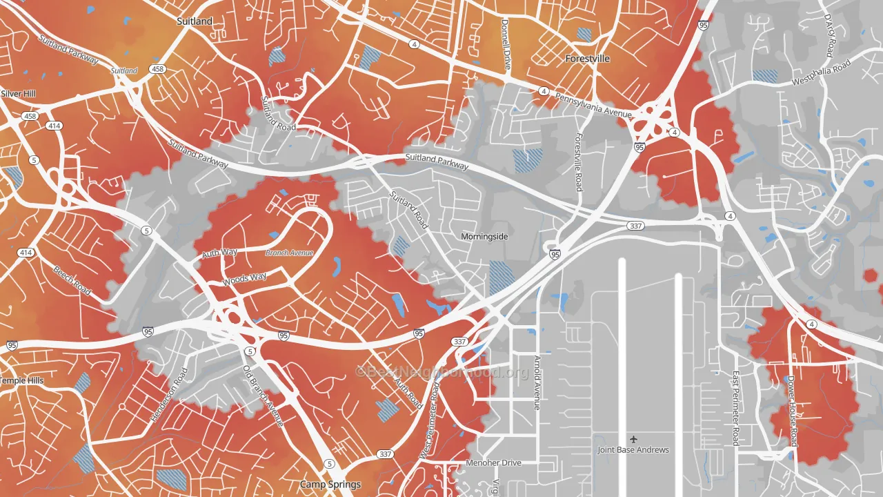 Transit Grade map of Morningside, MD