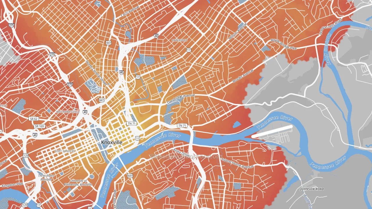 Transit Grade map of Mornngside, Knoxville, TN