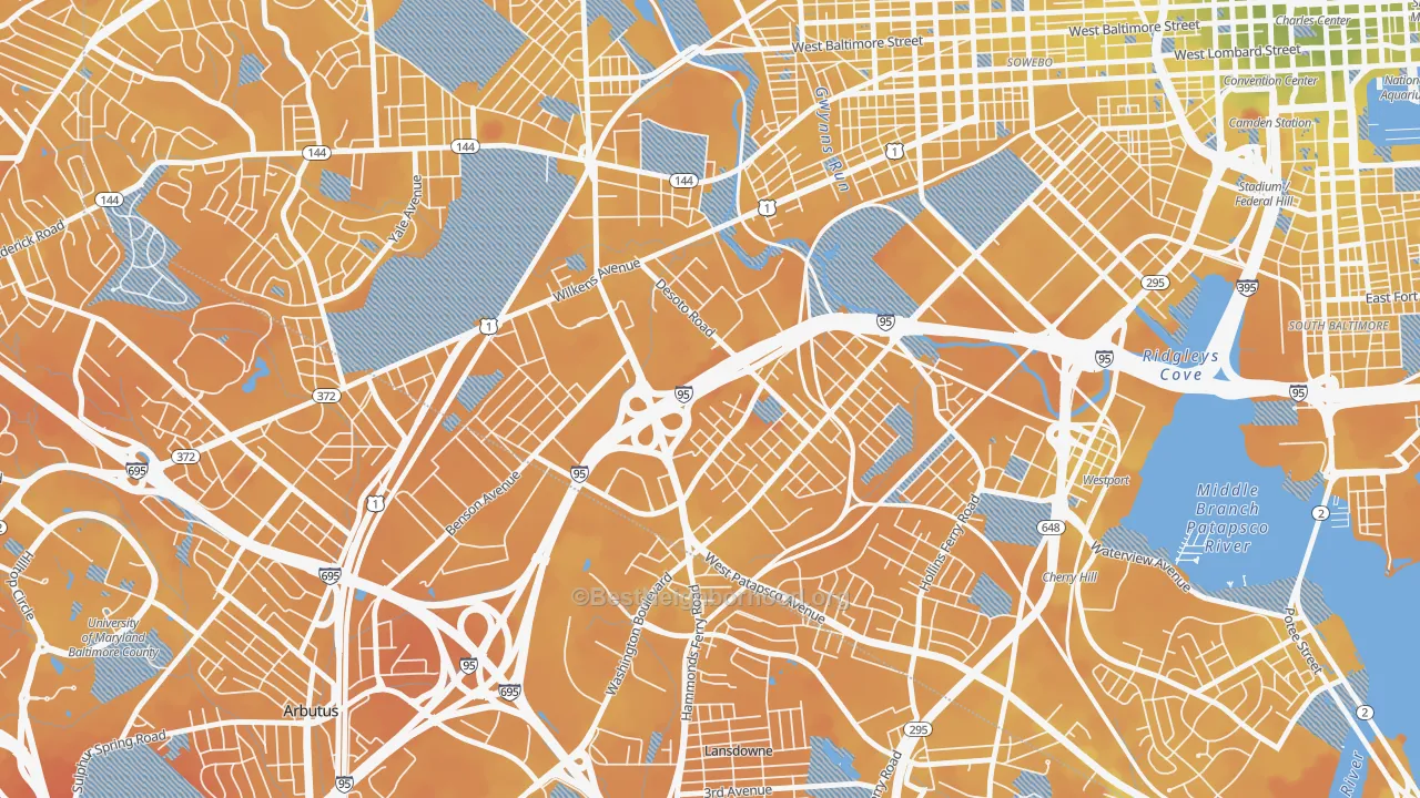 Transit Grade map of Morrell Park, Baltimore, MD