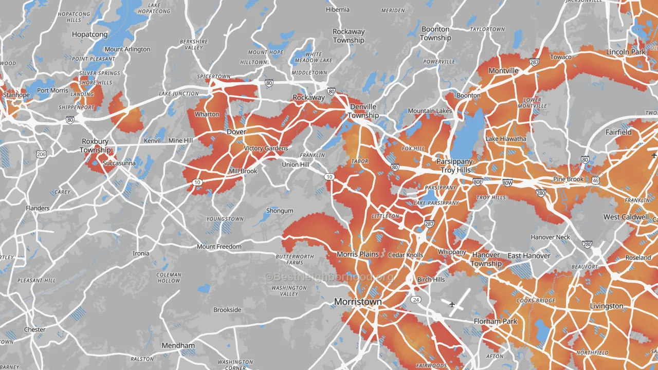 Transit Grade map of Morris County, NJ