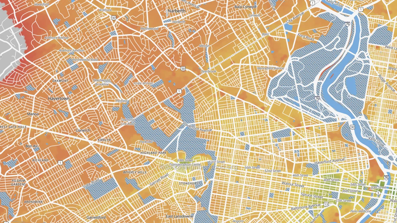 Transit Grade map of Morris Park, Philadelphia, PA