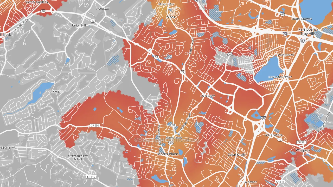 Transit Grade map of Morris Plains, NJ