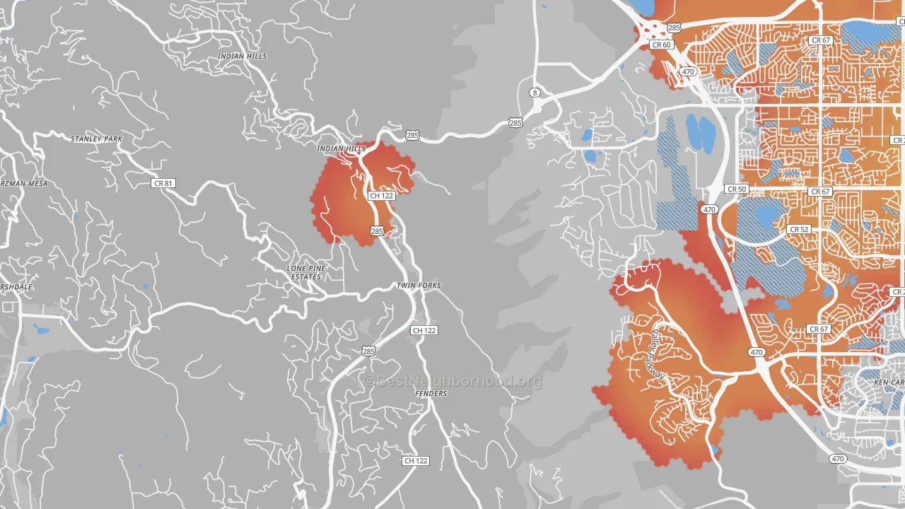 Transit Grade map of Morrison, CO