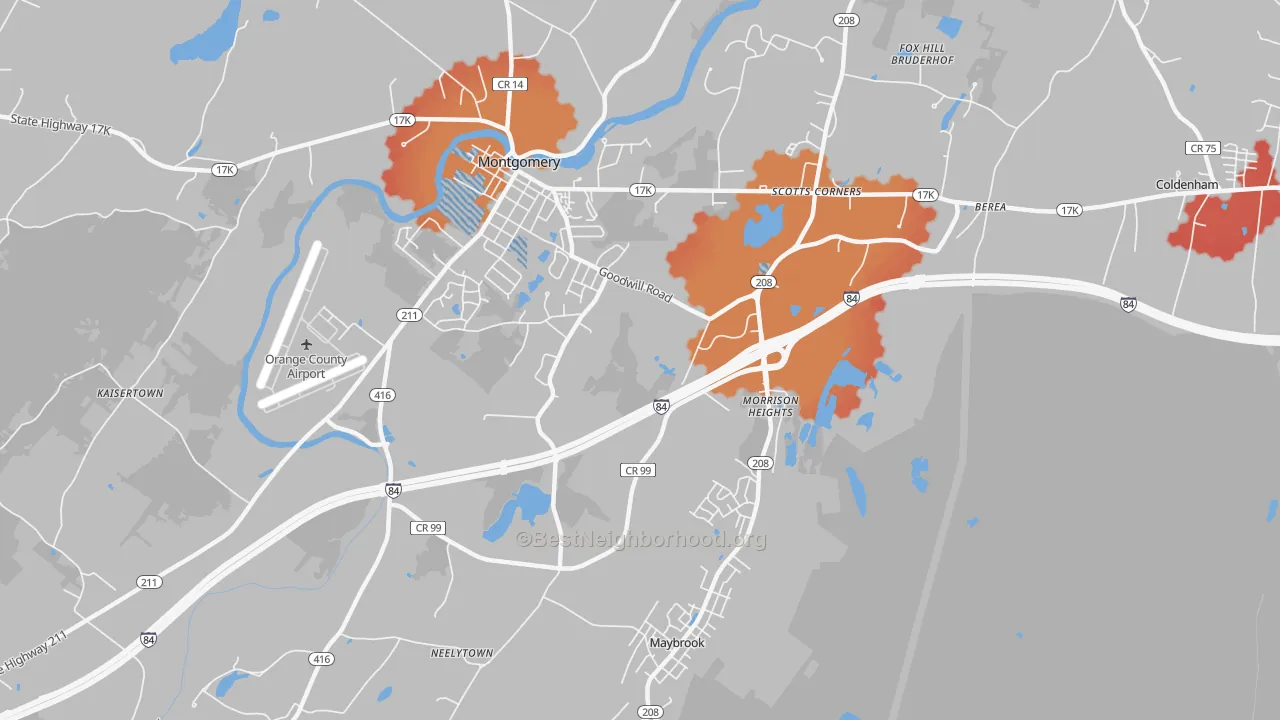 Transit Grade map of Morrison Heights, NY