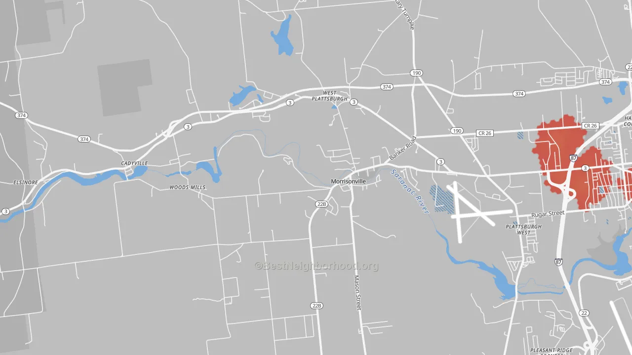 Transit Grade map of Morrisonville, NY