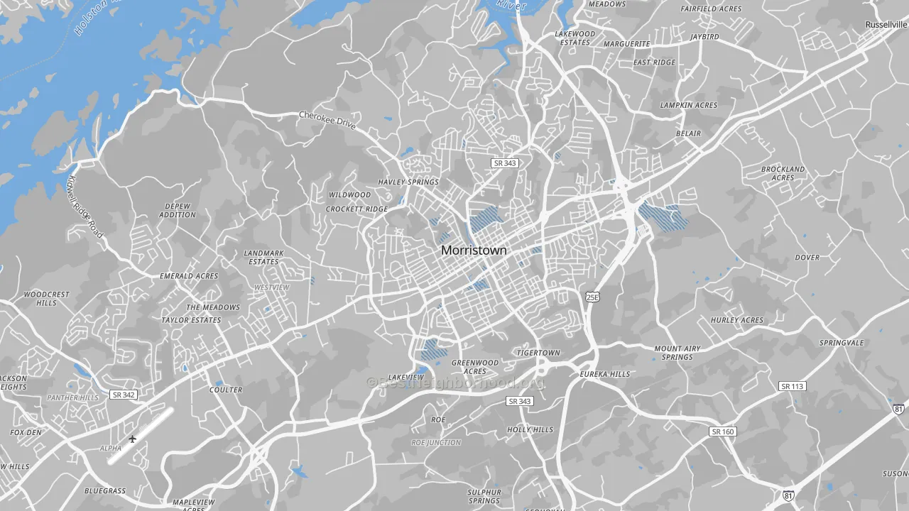 Transit Grade map of Morristown, TN