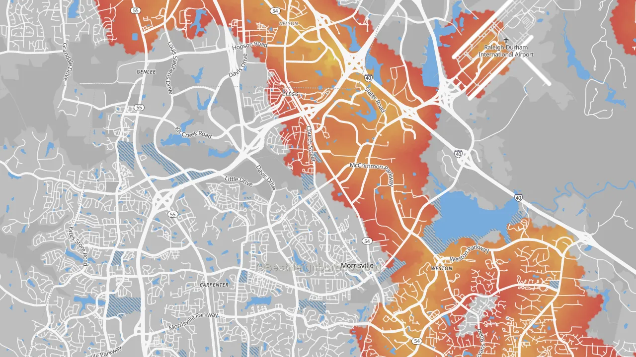 Transit Grade map of Morrisville, NC
