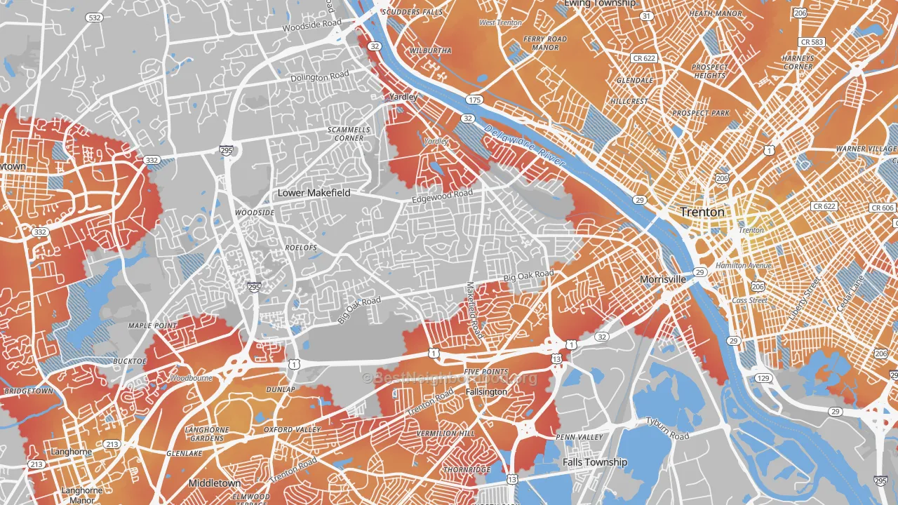 Transit Grade map of Morrisville, PA