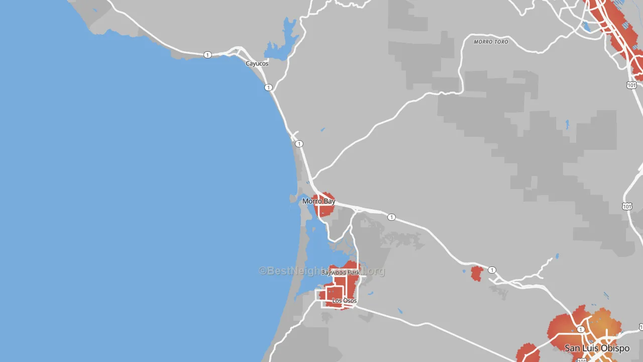 Transit Grade map of Morro Bay, CA