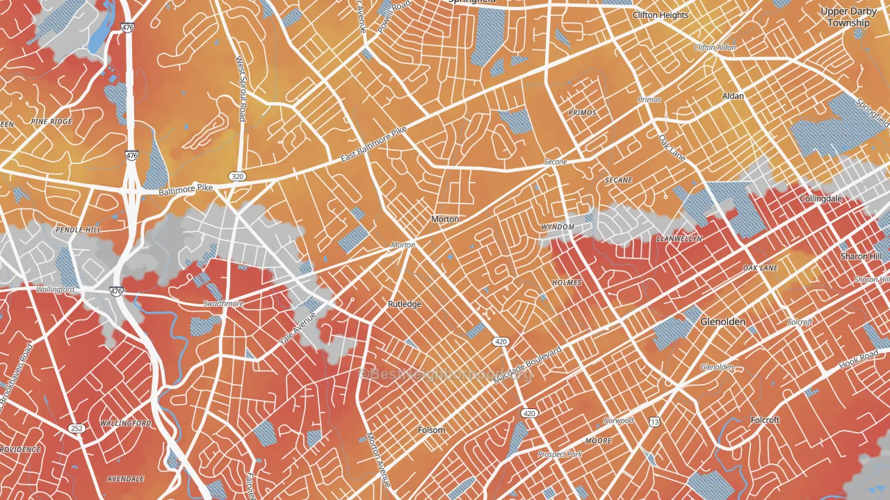 Transit Grade map of Morton, PA