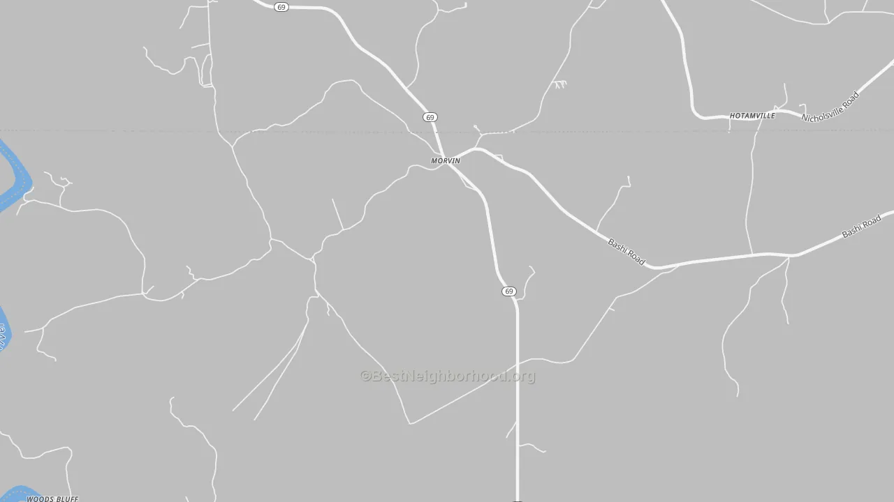 Transit Grade map of Morvin, AL