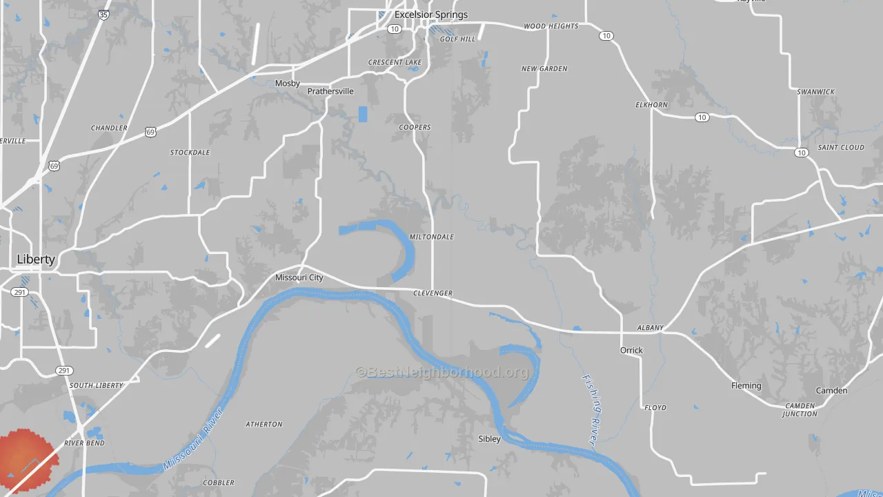 Transit Grade map of Mosby, MO