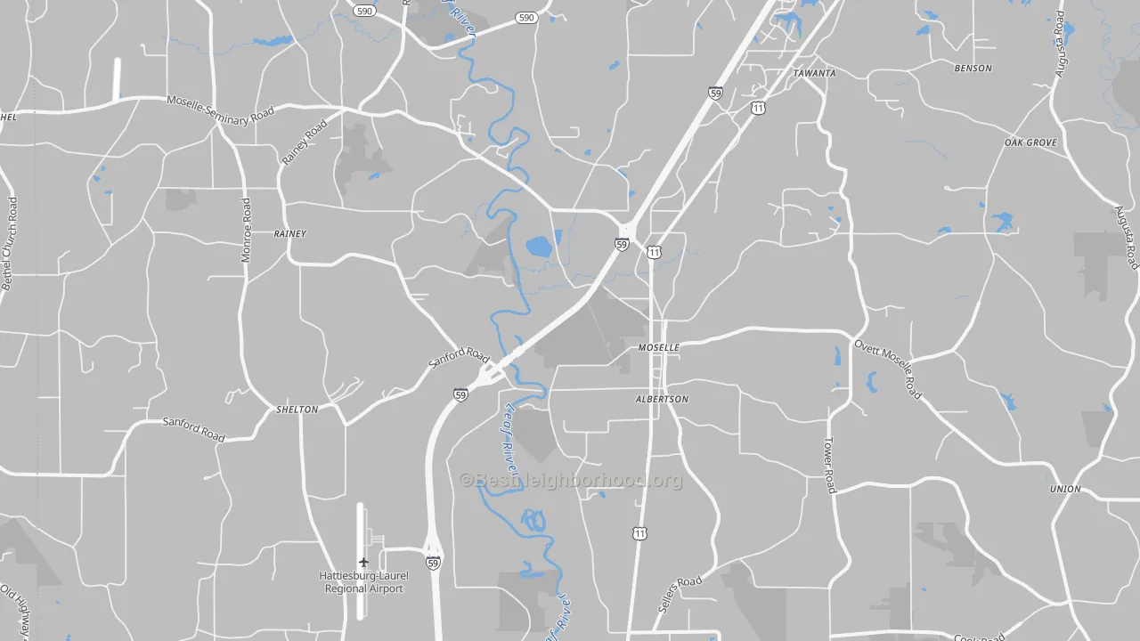 Transit Grade map of Moselle, MS