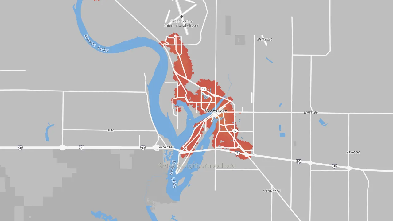 Transit Grade map of Moses Lake, WA
