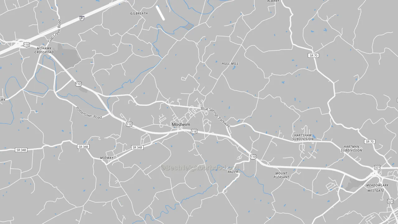 Transit Grade map of Mosheim, TN