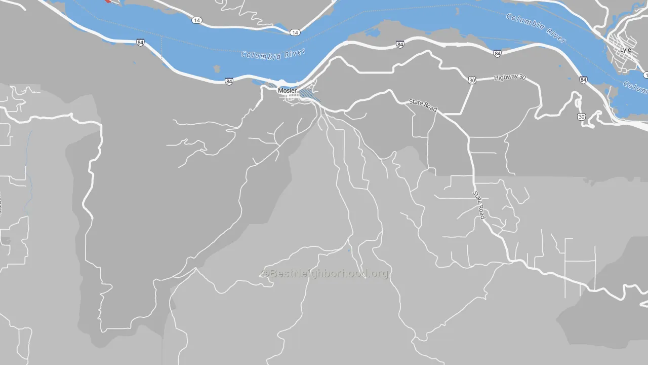 Transit Grade map of Mosier, OR