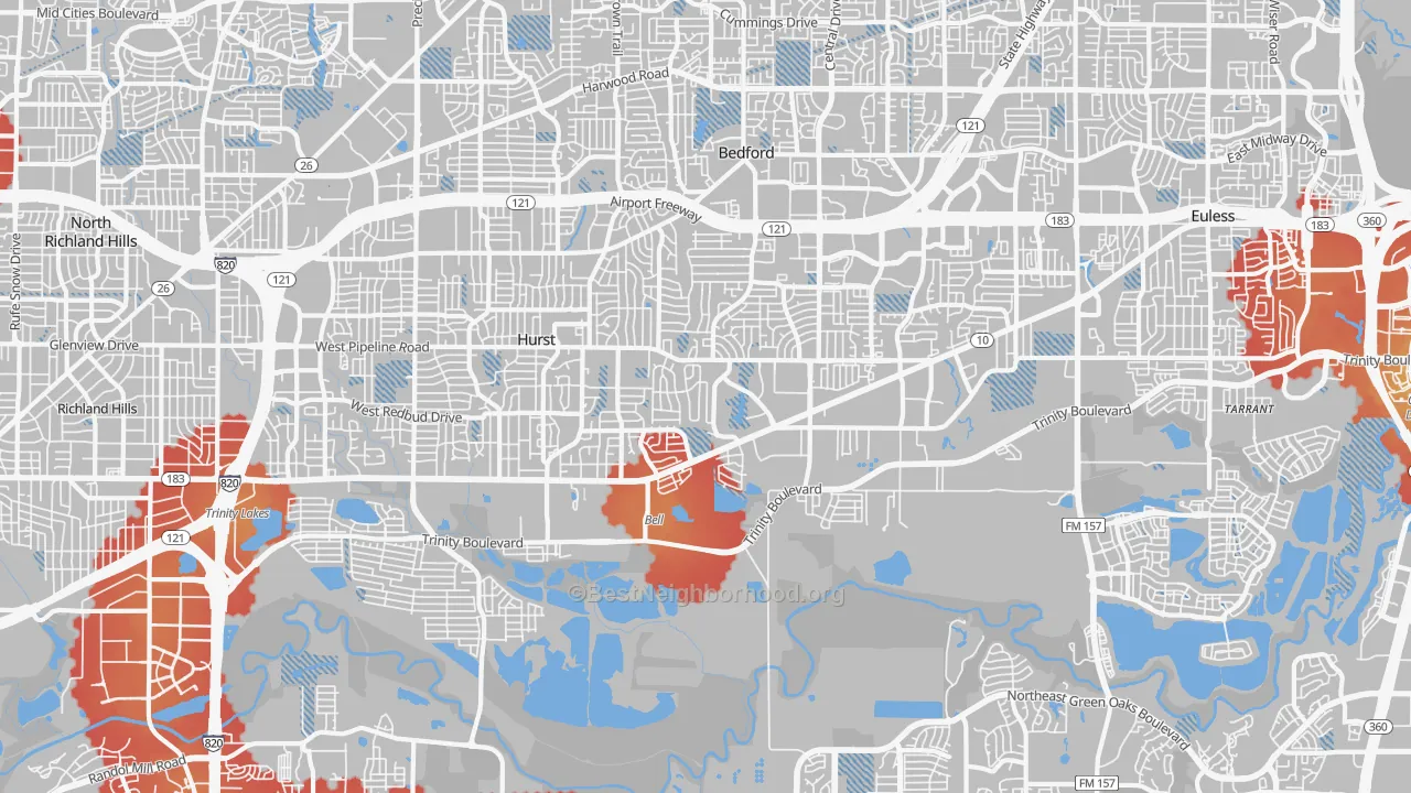 Transit Grade map of Mosier Valley, Euless, TX