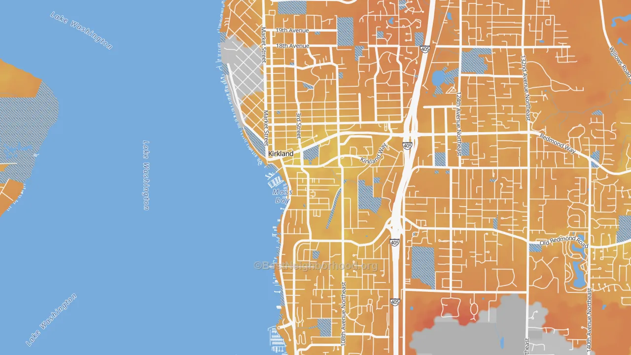 Transit Grade map of Moss Bay, Kirkland, WA