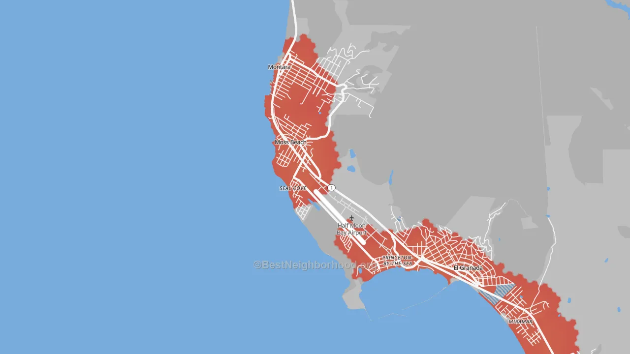 Transit Grade map of Moss Beach, CA
