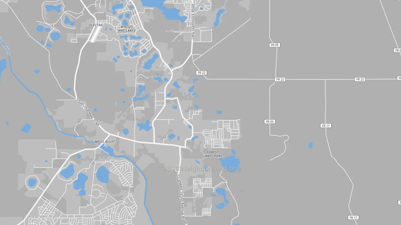 Transit Grade map of Moss Bluff, FL