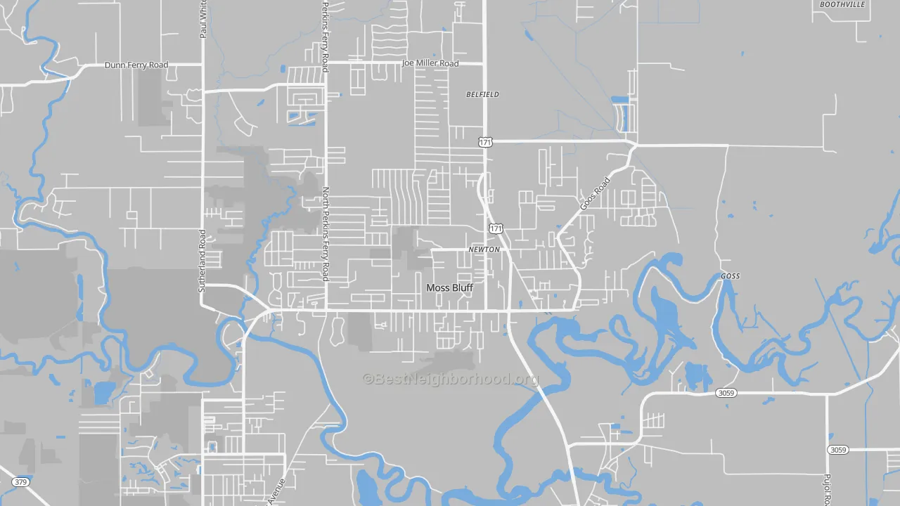 Transit Grade map of Moss Bluff, LA