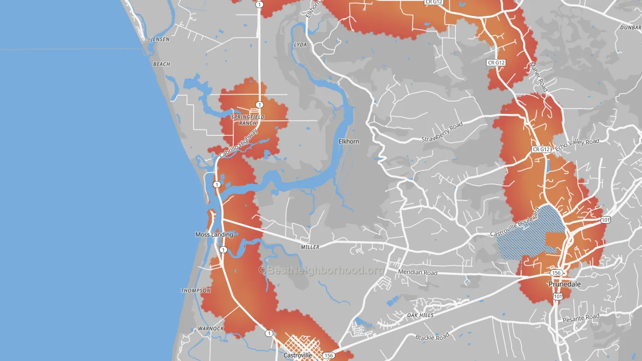 Transit Grade map of Moss Landing, CA