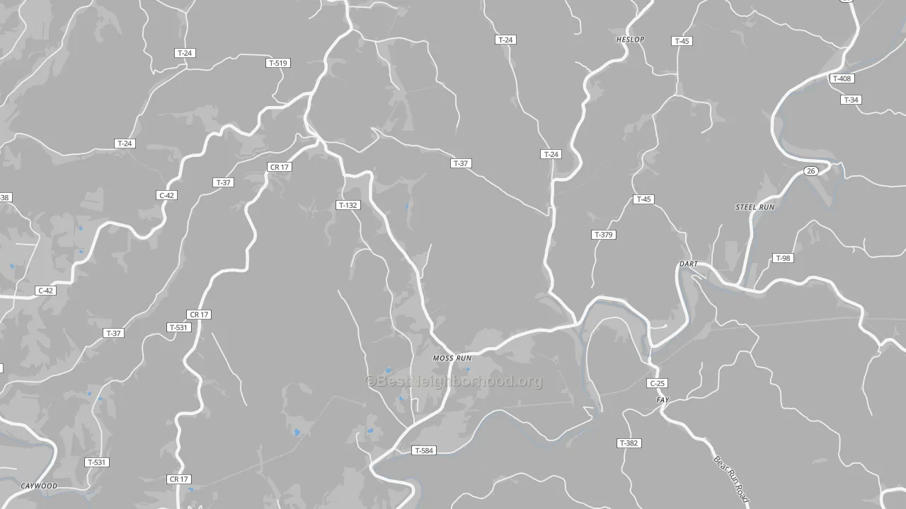 Transit Grade map of Moss Run, OH