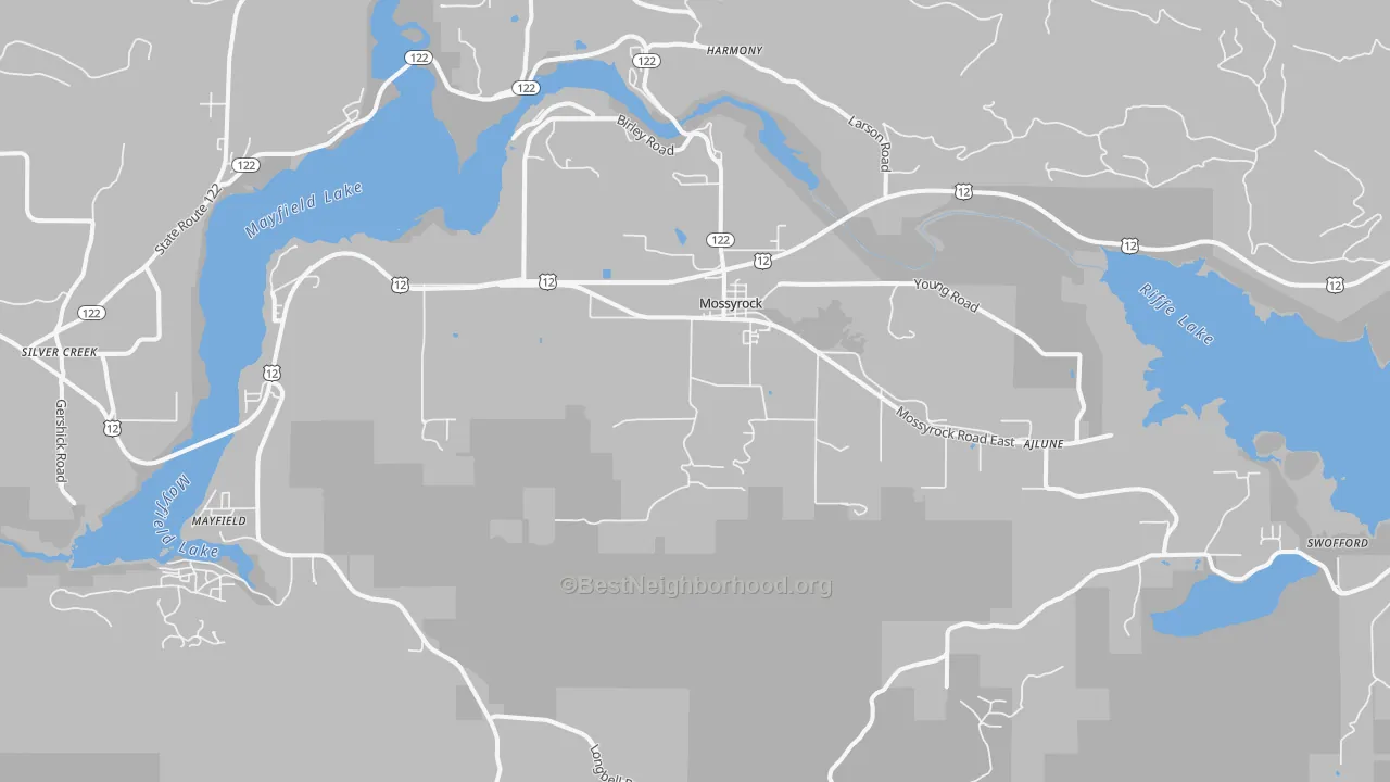 Transit Grade map of Mossyrock, WA