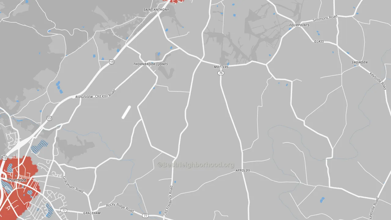 Transit Grade map of Motters, MD